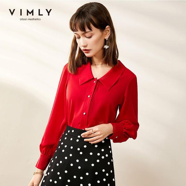 

women's blouses & shirts vimly vintage women blouse elegant office lady single breasted lantern sleeve female blusas feminina f0096, White