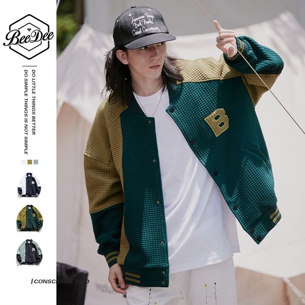 

beedee et men's et trend 2021 autumn knitted waffle baseball jersey, Black;brown