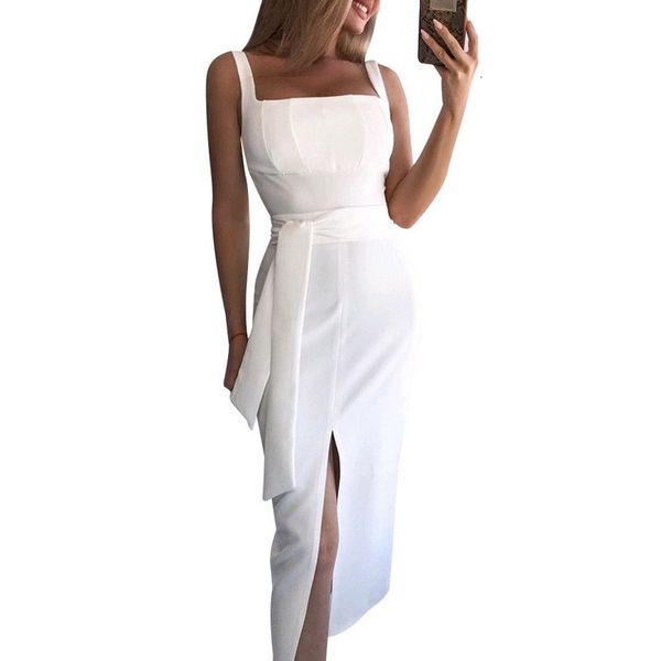 

2021 new slash neck strapless summer split bodycon ladies es elegant with sashes solid color women xv9p, Black;gray