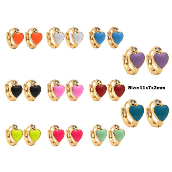 

dangle & chandelier fashion gold filled enamel earrings female cute and romantic temperament versatile multicolor heart-shaped jewelry, Silver