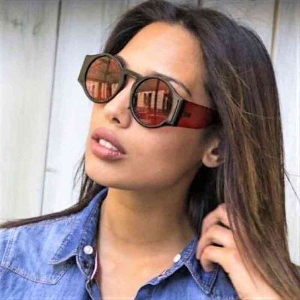 

45383 retro round sunglasses shades men women transparent mirror leg brand glasses designer fashion female, White;black
