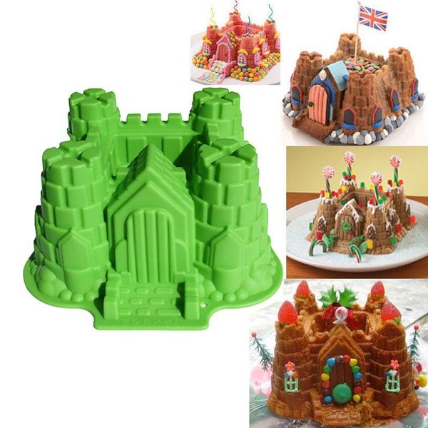 

craft tools 3d castle cake silicone molds nonstick quick release baking pans for layer cake,brownies, baked cakes, ice-cream cakes