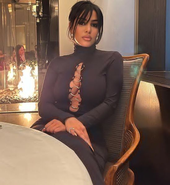 

2021 new arrival high turtleneck long sleeve fitness splite fitness sheath ladies party dress for women, Black;gray