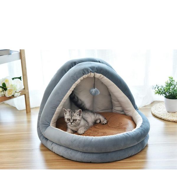 

cat beds & furniture soft pet bed winter warm cats small dogs house nest with mattress puppy kitten cage lounger pets cave cozy sleeping bag