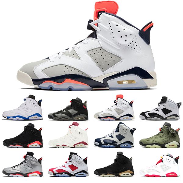 

man's basketball shoes 6s high cut alternate angry bull black cat infrared carmine hare marron olympic oreo sport blue white infared ti