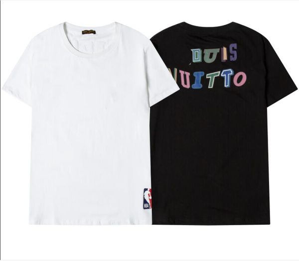 

2021 men's short-sleeved t-shirt fashion rainbow personality letter printing women's cotton pullover bottoming shirt couple t-shir, White