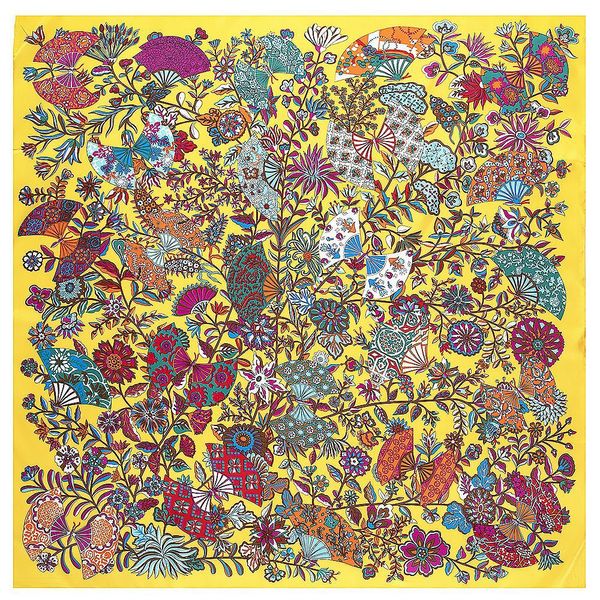 

130cm flower fan winter square scarves 100% twill silk women brand design luxury foulard hijab scarf shawl warp for ladies, Blue;gray