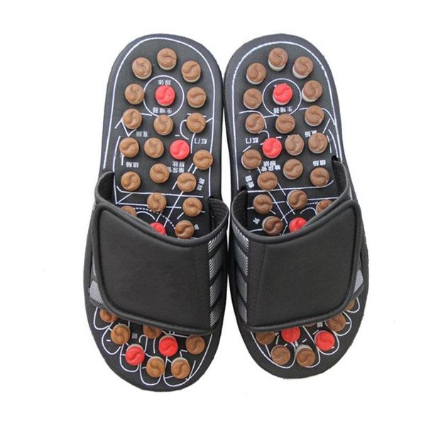 

slippers massage shoes men summer slipper acupoint healthcare health rotating accupressure foot for women solid, Black