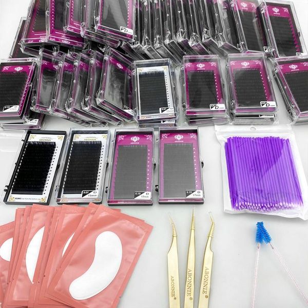 

false eyelashes abonnie 12rows/tray 8~18mm mix premium natural synthetic mink individual eyelash extension makeup maquiagem cilios