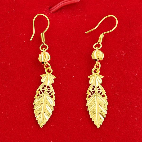 

dangle & chandelier 22k yellow gold leaf drop earring for women, Silver