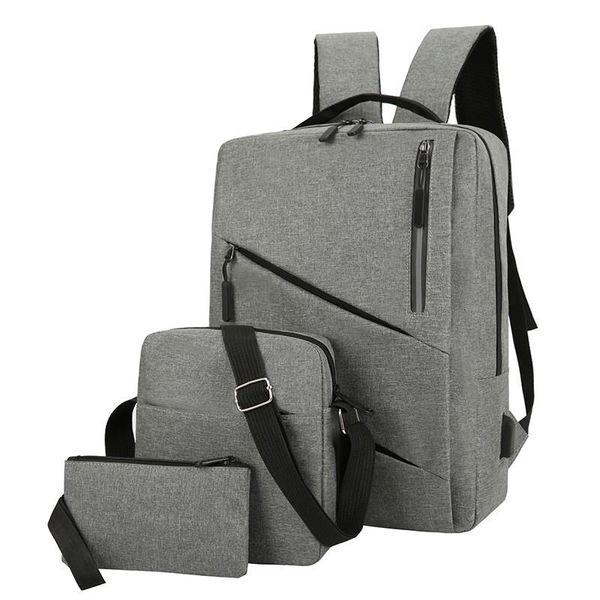 

casual men's personality splicing backpack three piece outdoor travel computer backpack men's bag
