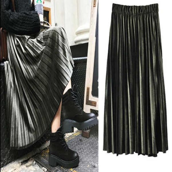 

skirts 2021 fashion pleated skirt girl high waist long, Black