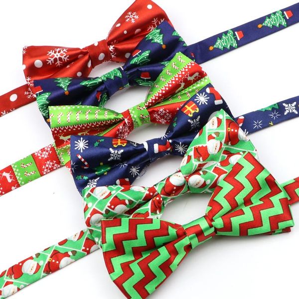 

neck ties red blue green colorful christmas bowtie set for father son gift santa claus snowflake elk festival theme bow tie accessory, Blue;purple