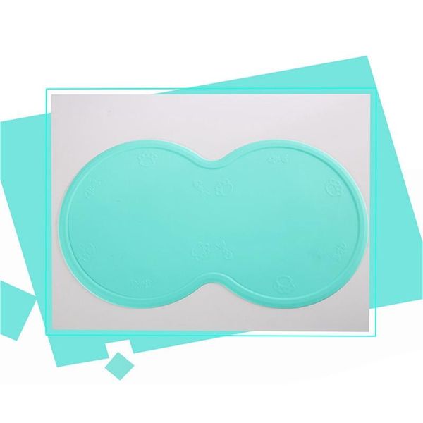 

silicone waterproof pet feeding mat for double dog bowls, non skid wear-resistant pet water/ holder