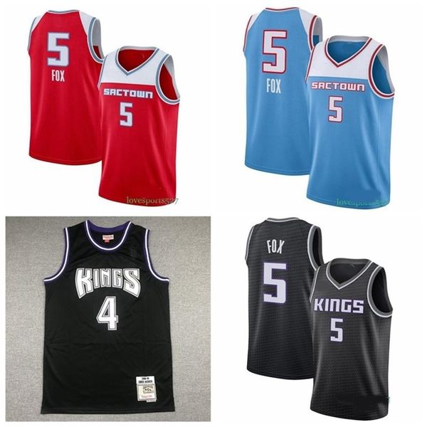 

men king 5 de'aaron fox jersey jason 55 williams 4 webber basketball jersey 1219, Black