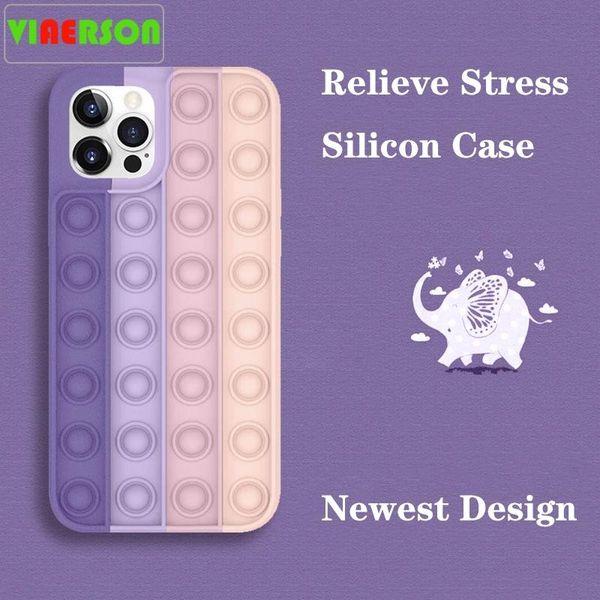 

cell phone pouches est relieve stress case for 12 11 xr xs max 7 8 plus liquid silicone cover rainbow coque