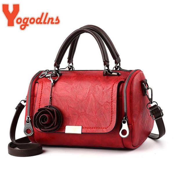 

cross body yogodlns 2021 flowers pendant handbag women's fashion boston bags single shoulder bag ladies crossbody pu messenger