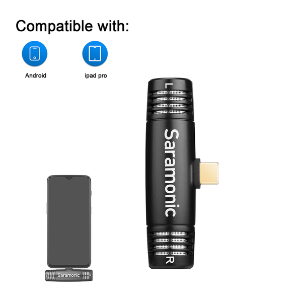 

saramonic spmic510 uc compact stereo plug-and-play microphone with dual condenser for android devices with usb type-c connector