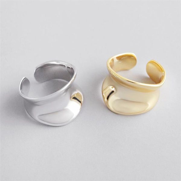 

cluster rings sole memory arc smooth retro geometric 925 sterling silver female resizable opening sri541, Golden;silver