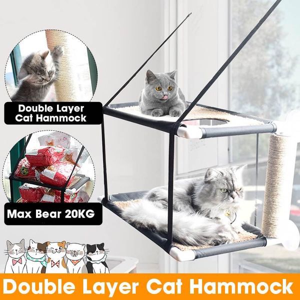 

cat beds & furniture single/double layers balcony hammock bearing 20kg winter summer soft seat waterproof fabric climbing sleeping bed