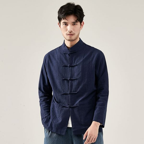 

traditional chinese costume man cotton mens tang suit shirt casual male solid color cotton linen new year jacket clothing 11406, Red