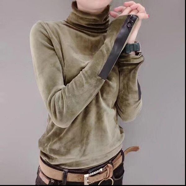 

european stations fall and winter warm velvet collar high collar hedging wild shirt long sleeve female ut141, White