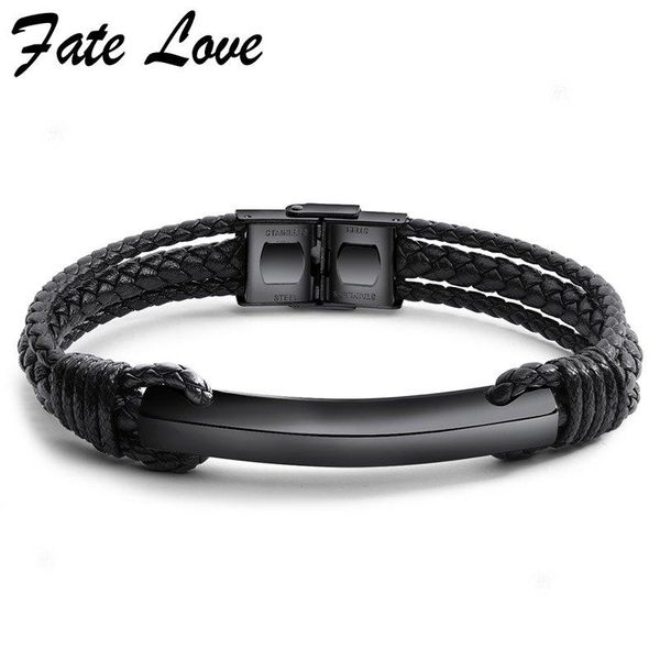 

charm bracelets black multi-layer leather bracelet men jewelry pulseras hombre punk rock handmade mens 2021 fashion trendy jewellery, Golden;silver