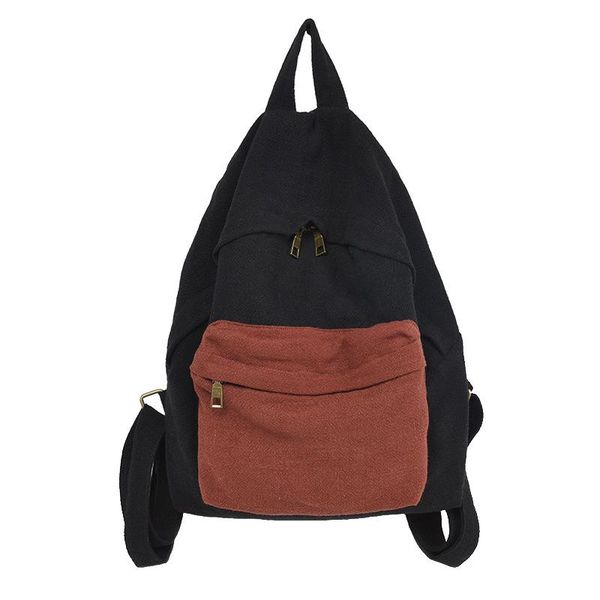 

backpack style women's contrast color linen bag simple versatile casual