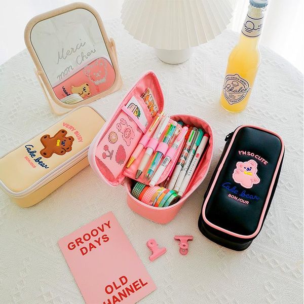 

pencil bags student school bag kawaii bear japan korea fashion large capacity cute pen box girls cosmetic cases holder big