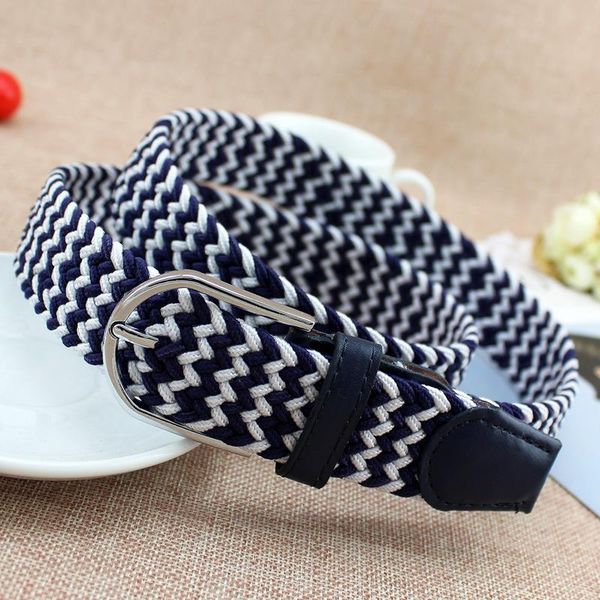 

belts women's knitted belt decoration elastic pin buckle canvas 2021 male female casual waistband, Black;brown
