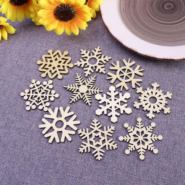 

christmas decorations 10pcs wooden hollow-out snowflake tree decoration pendant diy party scene layout available