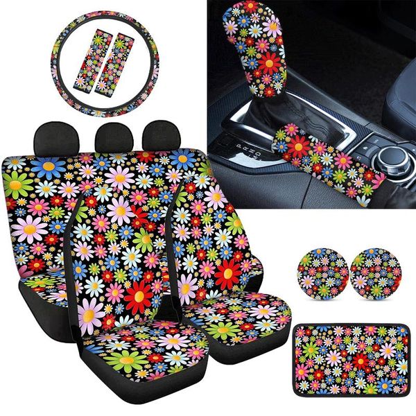 

car seat covers instantarts colorful chamomile design anti slip drink mat coasters durable accessories sets hand brake gear cover soft