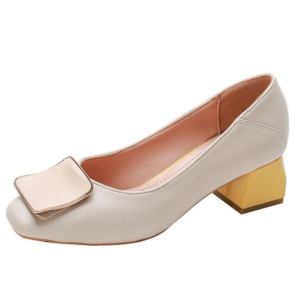 

dress shoes ladies pump ankle strap thick hoof heel square toe work comfortable 5cm green beauty high heels, Black