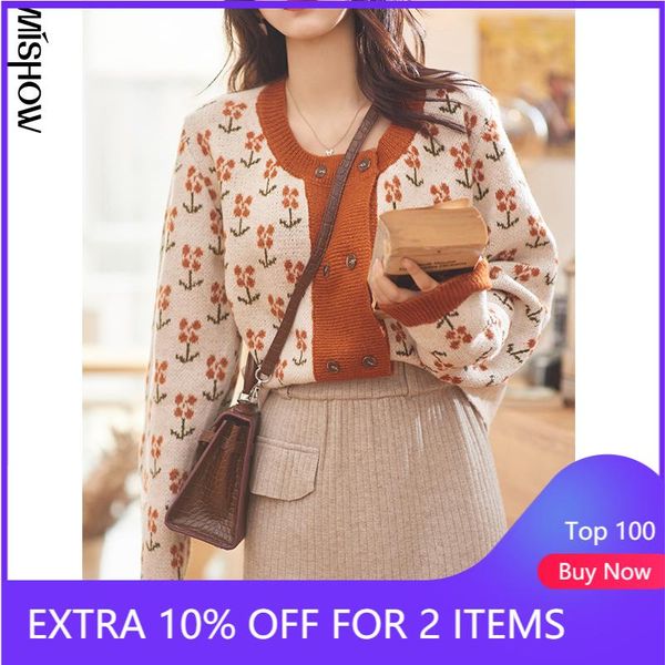 

women's knits & tees mishow women knitted cardigans sweater fashion autumn winter long sleeve loose coat casual button thick female mx, White
