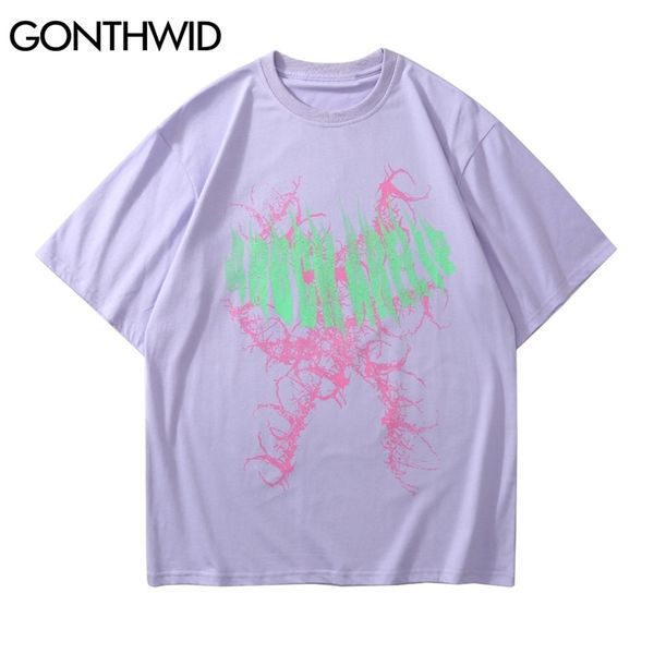 

hip hop tshirts streetwear creative graffiti casual cotton loose tees shirts men fashion harajuku punk rock gothic 210602, White;black