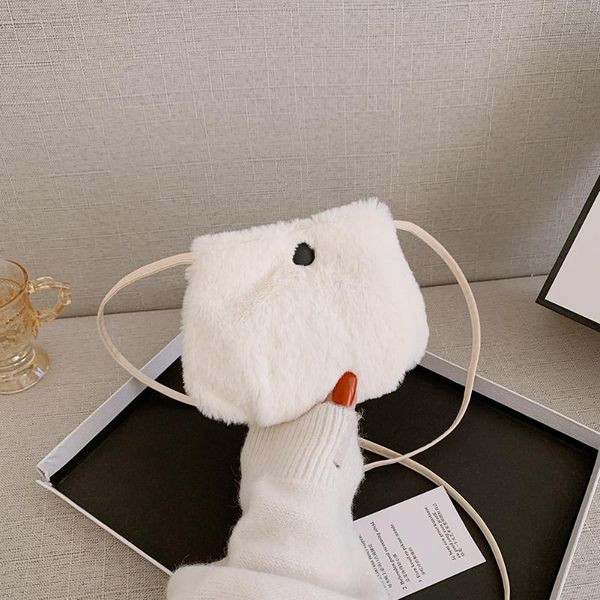 

plush material messenger bag female student small chain shoulder bags small women street design tote simple shopping handbag