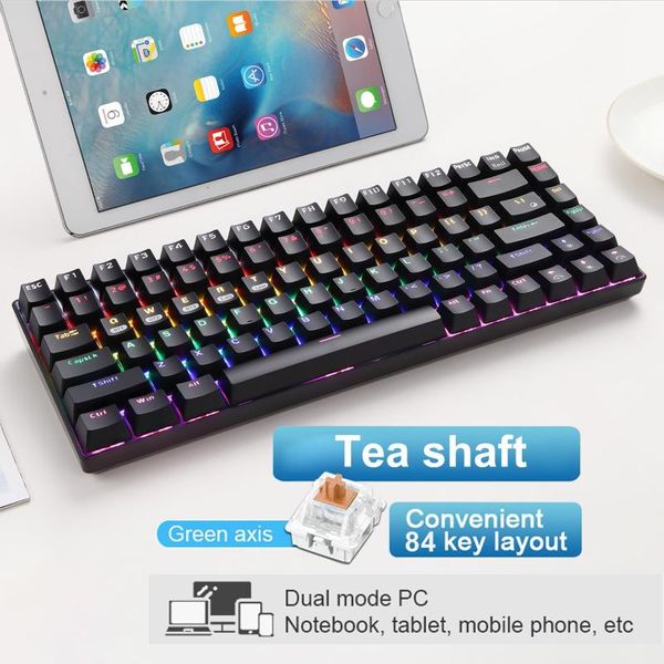 

keyboards gaming keyboard mechanical 84key 3 mode wireless wired gamer ergonomic backlight pc keypad for lapgames