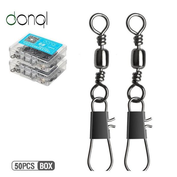 

donql 50pcs/lot convenient interlock snap fishing connector rolling swivel pin bearing 1#-14# fishhooks lure carp fishing tackle xld2i rvhk5