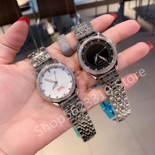 

wristwatches 35mm luxury rhinestone watch zircon quartz wristwatch stainless steel sapphire clock fashion circle pattern ladies watches, Slivery;brown