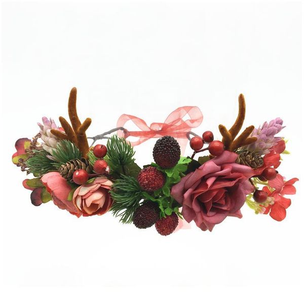

christmas hair accessories antlers headband garland wedding hair accessories new year flower wreath women head wear pho qylxic, Silver