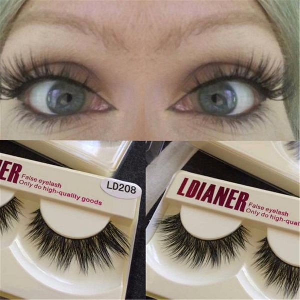 

1pair mink women natural long black false eyelashes cross fake eye lashes makeup extension tools make up