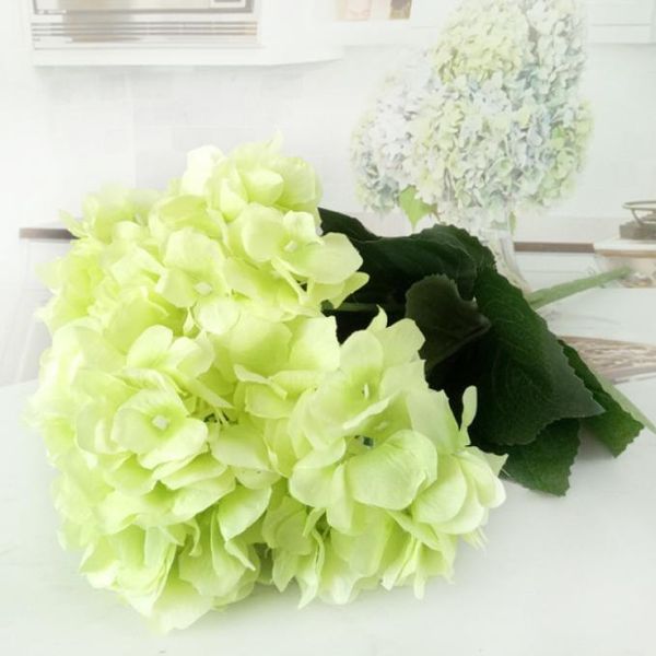 

2021 artificial hydrangea flower 80cm/31.5" fake silk single hydrangeas 6 colors for wedding centerpieces home party decorative flowers, White