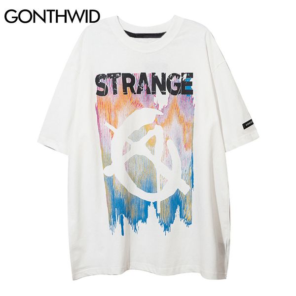 GONTHWID T-Shirt Streetwear Graffiti Anti-War Print Magliette a maniche corte Hip Hop Harajuku Tees Fashion Casual Cotton Loose Tops C0315