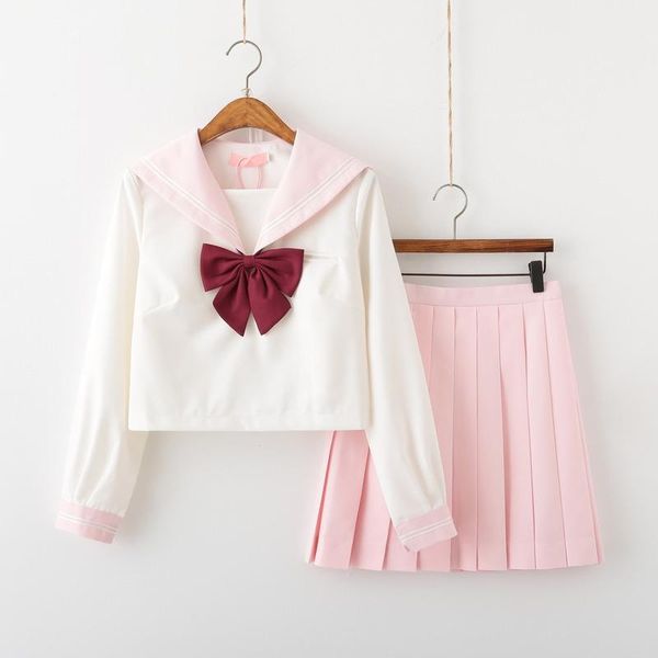 

clothing sets schoolgirl uniform japanese class navy sailor school uniforms students clothes for girls anime cos suit moon, White