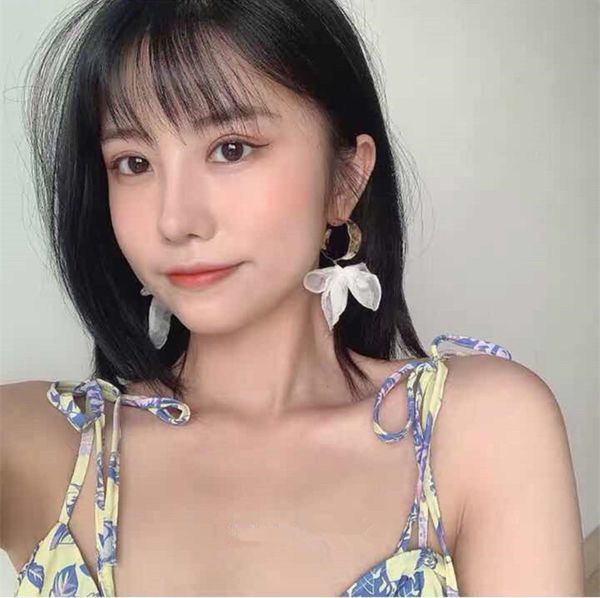 

hbp fashion korean new style net red temperament aesthetic concave irregular metal lace bowknot earrings female, Silver