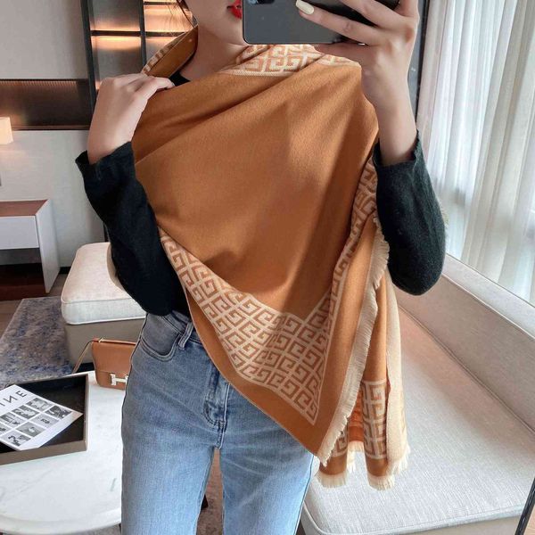 

70% off design versatile decorative air conditioning shawl warm thickened imitation cashmere jacquard scarf in autumn and women's short, Blue;gray