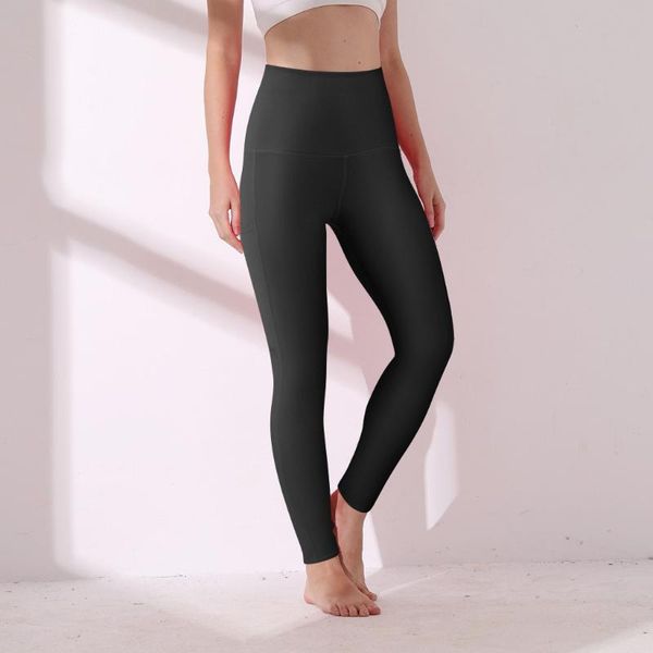 

yoga outfits fitness pants ligging femme sport women's hip high waist solid color pocket exercise running pantalones de yoga#, White;red