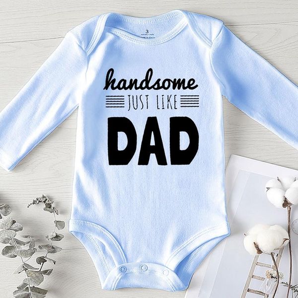 

jumpsuits baby clothes boy born girl outfit winter clothing infant summer onesie just like dad printed toddler romper kids' things, Blue