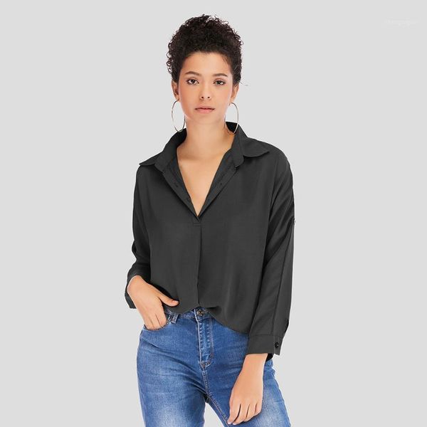 

work wear white blouse plus size long sleeve v-neck ladies shirts 2021 spring summer chiffon office -4xl women's blouses