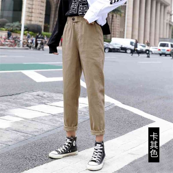

beige high waist casual pants women loose spring autumn women's korean slim harem pants plus size nine 3xl 210607, Black;white